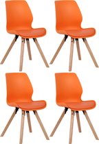 CLP Luna Set van 4 eetkamerstoel - Industrieel - Zonder armleuning - oranje Kunststof