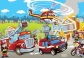 Fotobehang - Vlies Behang - Brandweer - Brandweerwagen - Brandweerauto - 416 x 254 cm