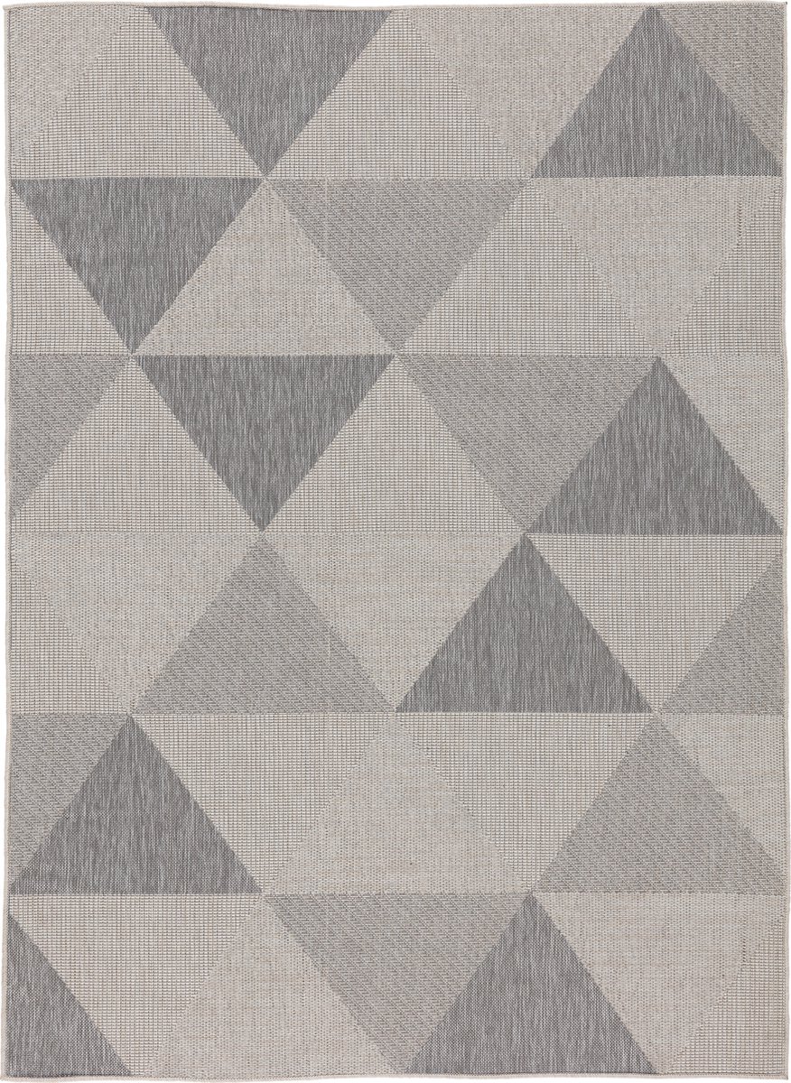 Vloerkleed voor binnen en buiten, Antislip, Balkon Terras Keuken, Geometrisch -Lichtgrijs - 80cm x 150cm - UV- en Weersbestendig, Modern Tuintapijt