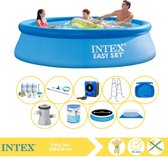 Intex Easy Set Zwembad - Opblaaszwembad - 305x76 cm - Inclusief Solarzeil Pro, Onderhoudspakket, Zwembadpomp, Filter, Grondzeil, Onderhoudsset, Trap, Voetenbad en Warmtepomp HS