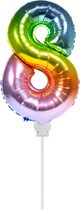 Folat - Folieballon cijfer mini cijfer 8 Regenboog
