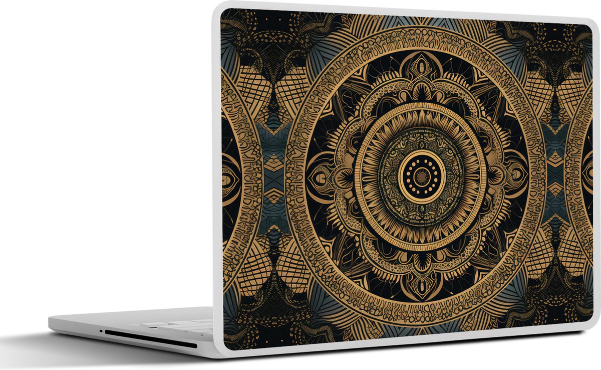 Laptop sticker - 15.6 inch - Mandala - Goud - Bohemian - Luxe - 36x27,5cm - Laptopstickers - Laptop skin - Cover
