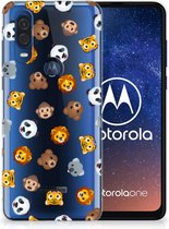 TPU bumper geschikt voor Motorola One Vision Dieren Emojis