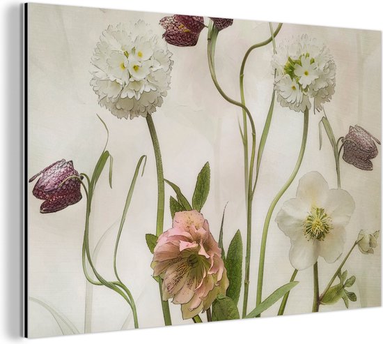 Wanddecoratie Metaal - Aluminium Schilderij Industrieel - Bloemen - Lente - Tuin - Stilleven - 60x40 cm - Dibond - Foto op aluminium - Industriële muurdecoratie - Voor de woonkamer/slaapkamer