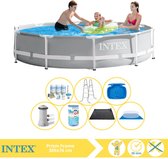 Intex Prism Frame Zwembad - Opzetzwembad - 366x76 cm - Inclusief Onderhoudspakket, Filter, Grondzeil, Solar Mat, Trap en Voetenbad