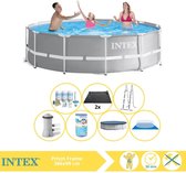 Intex Prism Frame Piscine - Piscine Hors Sol - 366x99 cm - Y Compris Couverture de Piscine, Forfait d'Entretien, Filtre, Toile de Sol et Tapis Solar