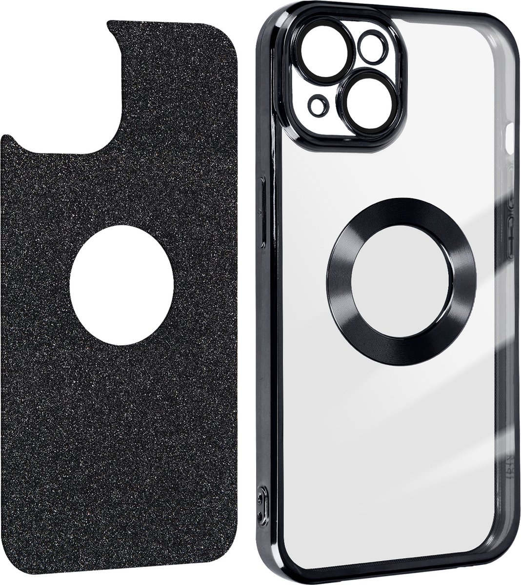 Protecam Spark Series afneembare glitterhoes Geschikt voor Apple iPhone 14 Zwart