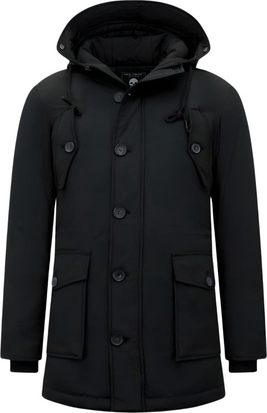 Heren Winterjassen - Lange Jas Heren - Parka heren - 8202 - Zwarte Jas
