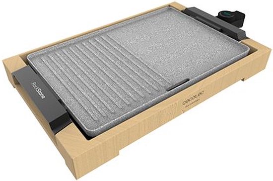 Cecotec Plancha de asar eléctrica Tasty&Grill 2000 Inox LineStone. Potencia 2000 W, Acabados acero inoxidable, Termostato regulable, Superficie Grill, Revestimiento RockStone, Apta lavavajillas