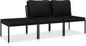 vidaXL - 3-delige - Loungeset - met - kussens - PVC - zwart