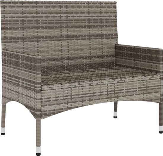 vidaXL Tuinbank 2-zits met opbergruimte en kussens poly rattan grijs vidaXL Tuinbank 2-zits met opbergruimte en kussens poly rattan grijs