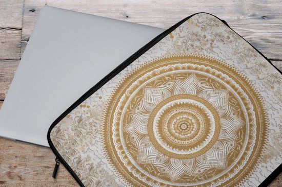 Housse ordinateur portable 15,6 pouces - Mandala - Fleurs - Or - Wit - Design - Housse ordinateur portable - Dimensions intérieures 39,5x29,5 cm