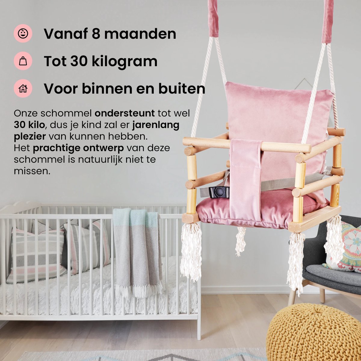 BALANÇOIRE BÉBÉ 3 EN 1 ROSE – Baby Concept