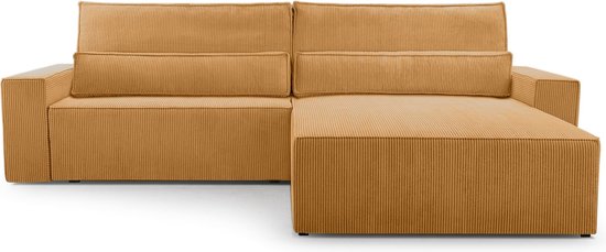 Canapé d'angle moderne Canapé d'angle en L - DENVER - Poso 01 Jaune foncé - Canapé lit avec rangement pour literie