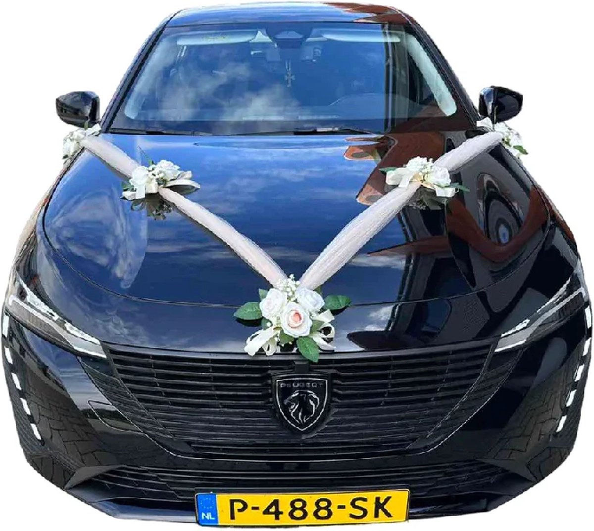 AUTODECO.NL - DOROTHA CHAMPAGNE KLEUR Luxe trouwauto decoratie - bruiloft auto decoratie - huwelijks autodecoratie - trouwen decoratie - trouwauto versiering
