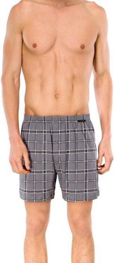 Schiesser Boxershort met gulp in een grijze ruit.(146931) | bol.com