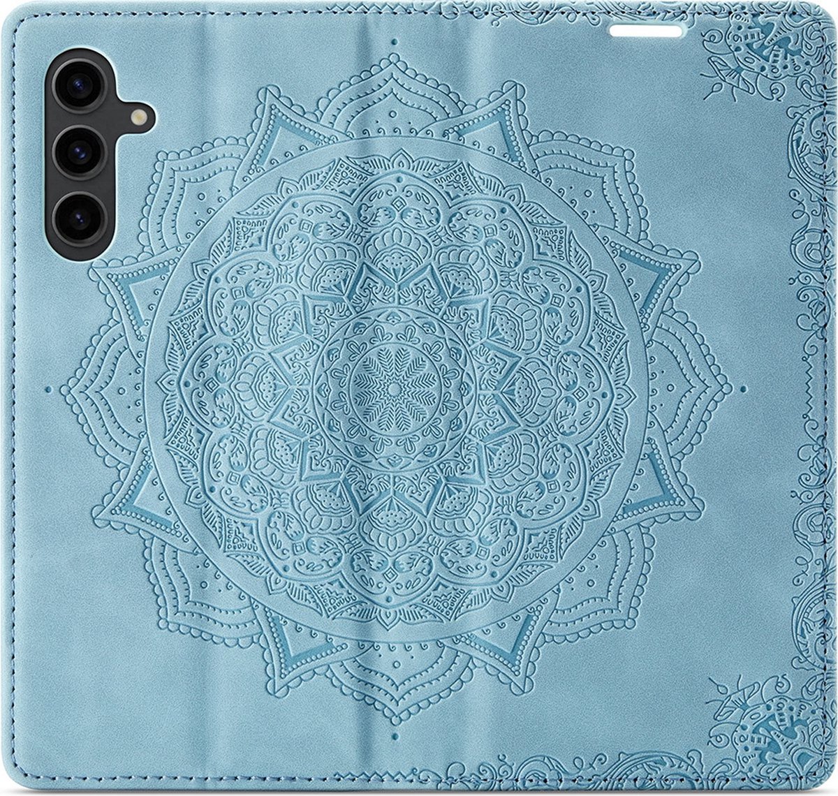 CaseMania Bookcase hoesje geschikt voor Samsung Galaxy A54 - Mandala print Aqua - Kunstleer