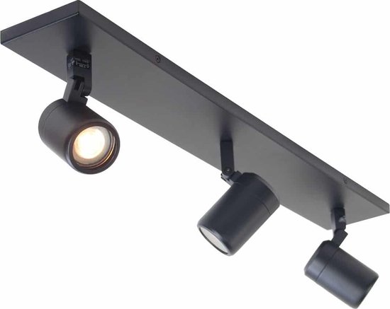 Moderne Zwarte Plafondlamp met 3 Spots Zwart IP44 - Verstelbare Verlichting voor Stijlvolle Binnen- en badkamer toepassingen - Koop Nu voor Sfeervolle Verlichting!