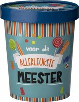 Snoeppot - Meester - Candy Bucket - Gevuld met Snoep en Drop