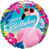 Helium Ballon Gevuld - Happy Birthday - Helium Ballonnen Verjaardag - Ballon Helium Gevuld - Speciaal Gevulde Helium Ballon (versie 50 / 50) - Flamingo