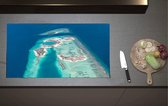 Inductieplaat Beschermer - Bovenaanzicht van het Rif van de Maledieven - 90x52 cm - 2 mm Dik - Inductie Beschermer van Vinyl