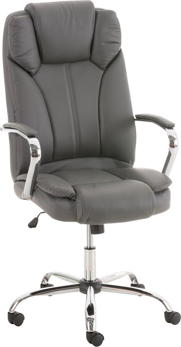 Bureaustoel Unido XL - Grijs - Op wielen - Kunstleer - Ergonomische bureaustoel - Voor volwassenen - In hoogte verstelbaar 45-55cm