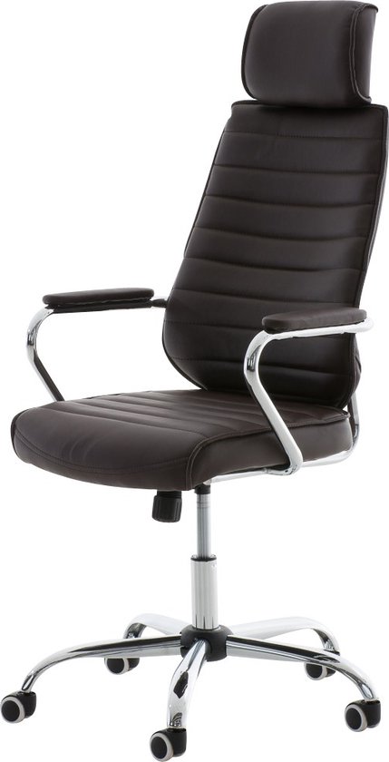 Luxe bureaustoel Tira - Bruin - Op wielen - Kunstleer - Ergonomische bureaustoel - In hoogte verstelbaar - Voor volwassenen