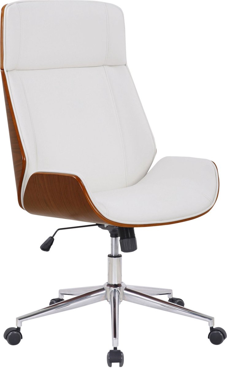 Premium bureaustoel Giulio - Wit imitatieleer - Hoogte verstelbaar 44 - 52 cm - Ergonomisch - Luxe