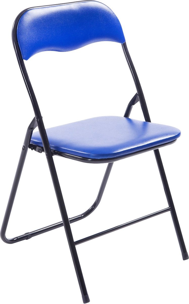Lara klapstoel - evenementenstoel - feeststoel - blauw - kunstleer - metaal - comfortabel - zithoogte 43 cm - set van 1 - lichtgewicht