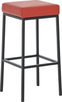 Barkruk Divine - Zithoogte 80cm - Zonder rugleuning - Set van 1 - Ergonomisch - Barstoelen voor keuken of kantine - Vierkant - Rood/zwart
