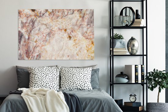 Peintures sur Toile - Marbre - Oranje - Marron - 140x90 cm - Décoration murale