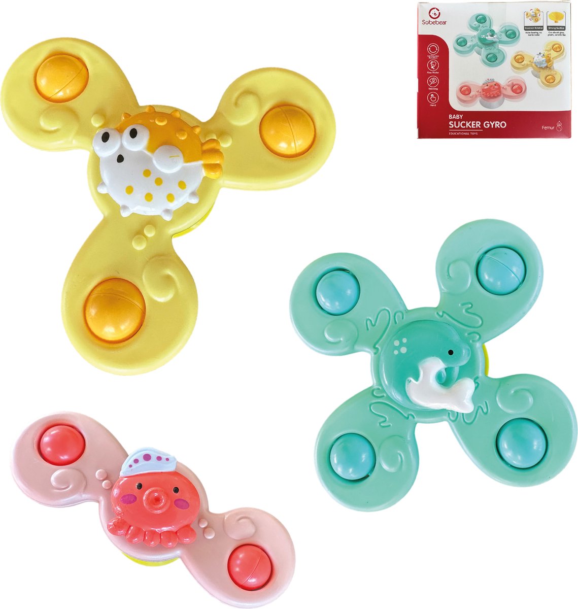 Spinner - Fidget - Badspeelgoed - Baby Spinner - Speelgoed - Pastelkleur |  bol.com