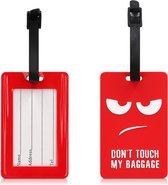 kwmobile bagagelabel voor koffers - 10,2 x 6,4 cm met adreslabel - Kofferlabel van silicone - Don't Touch My Baggage design in wit / rood