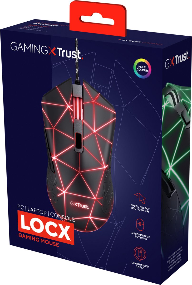 Trust GXT 133 Locx - Bedrade Gaming Muis - Zwart