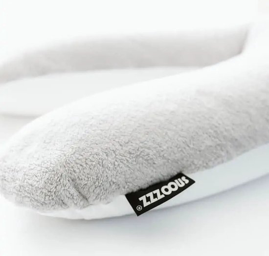 Snoozzz Voedingskussenhoes – Extra zachte hoes voor voedingskussen – Grijs wit - 185 cm