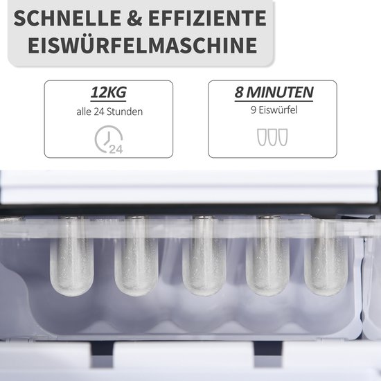 HOMCOM-Eiswürfelmaschine aus PS-, Kunststoff Schwarz