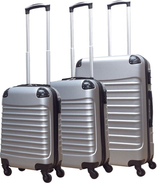 Ensemble de 3 valises en ABS Castillo Quadrant - 2 valises à main / 1 grande valise - Argent