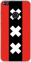 Huawei P8 Lite (2017) Hoesje Transparant TPU Case - Amsterdamse vlag #ffffff