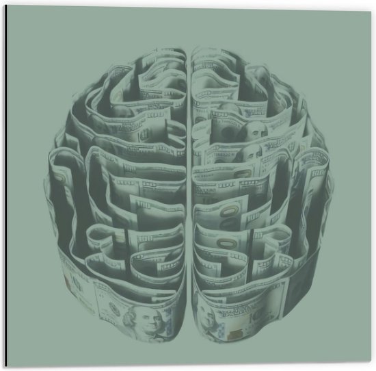 Dibond - Hersenen van Geld - 50x50cm Foto op Aluminium (Met Ophangsysteem)