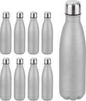 relaxdays 9 x Thermosfles - drinkfles - thermosbeker isolerend - isoleerfles 0,5 l zilver