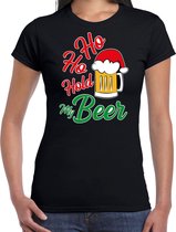 Ho ho hold my beer fout Kerst shirt / Kerst t-shirt zwart voor dames - Kerstkleding / Christmas outfit XS