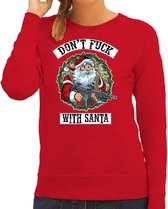 Foute Kerstsweater / Kersttrui Dont fuck with Santa rood voor dames - Kerstkleding / Christmas outfit XS