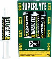Superlyte-Paste, 3 Pasten 70g is een aanvullend (dieet)voeder voor paarden ter compensatie van elektrolytenverlies bij hevig zweten