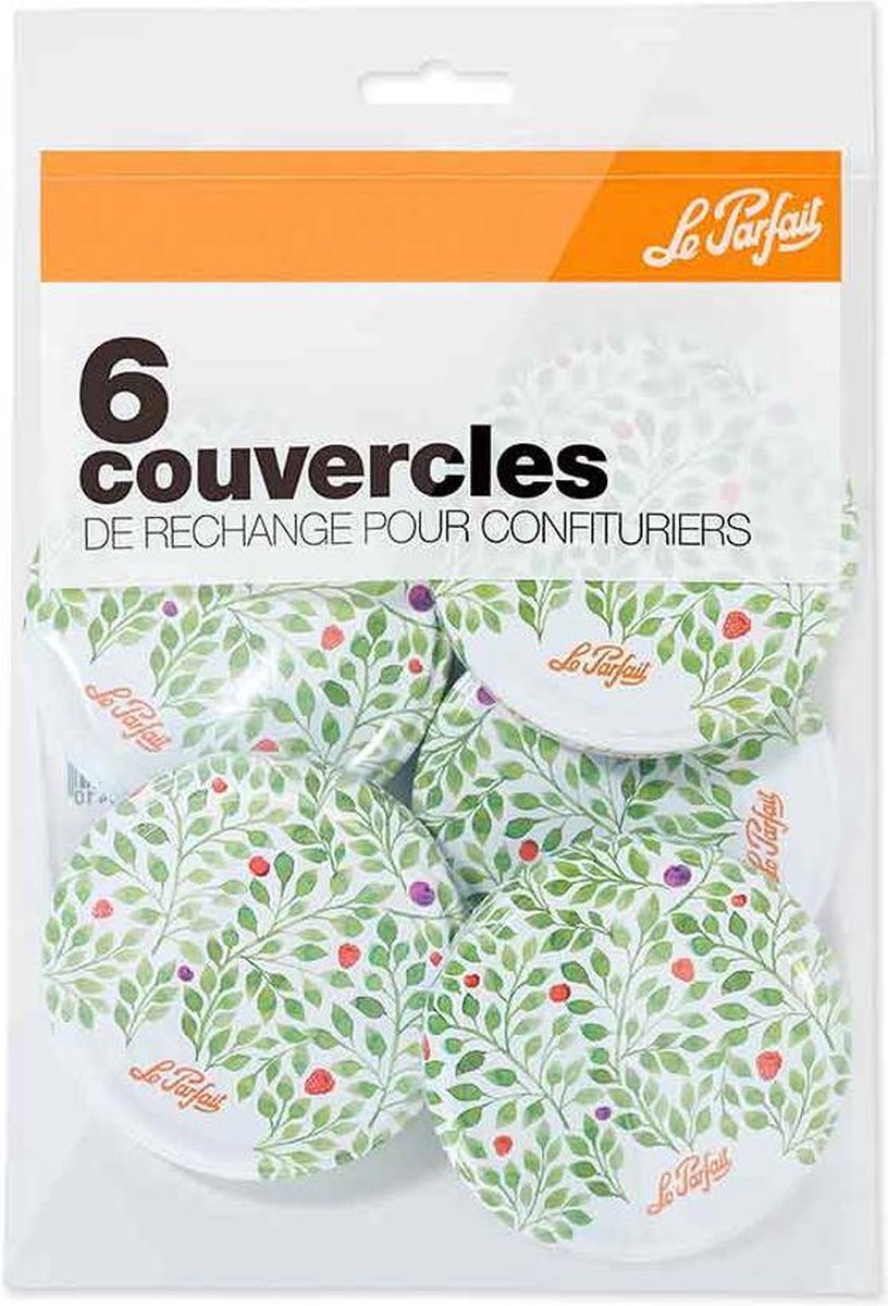 set van 6 deksels voor jampotjes 8,2 cm - le parfait - 610090