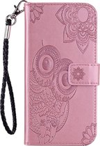 Uilen Book Case - Motorola Moto G9 Plus Hoesje - Roze
