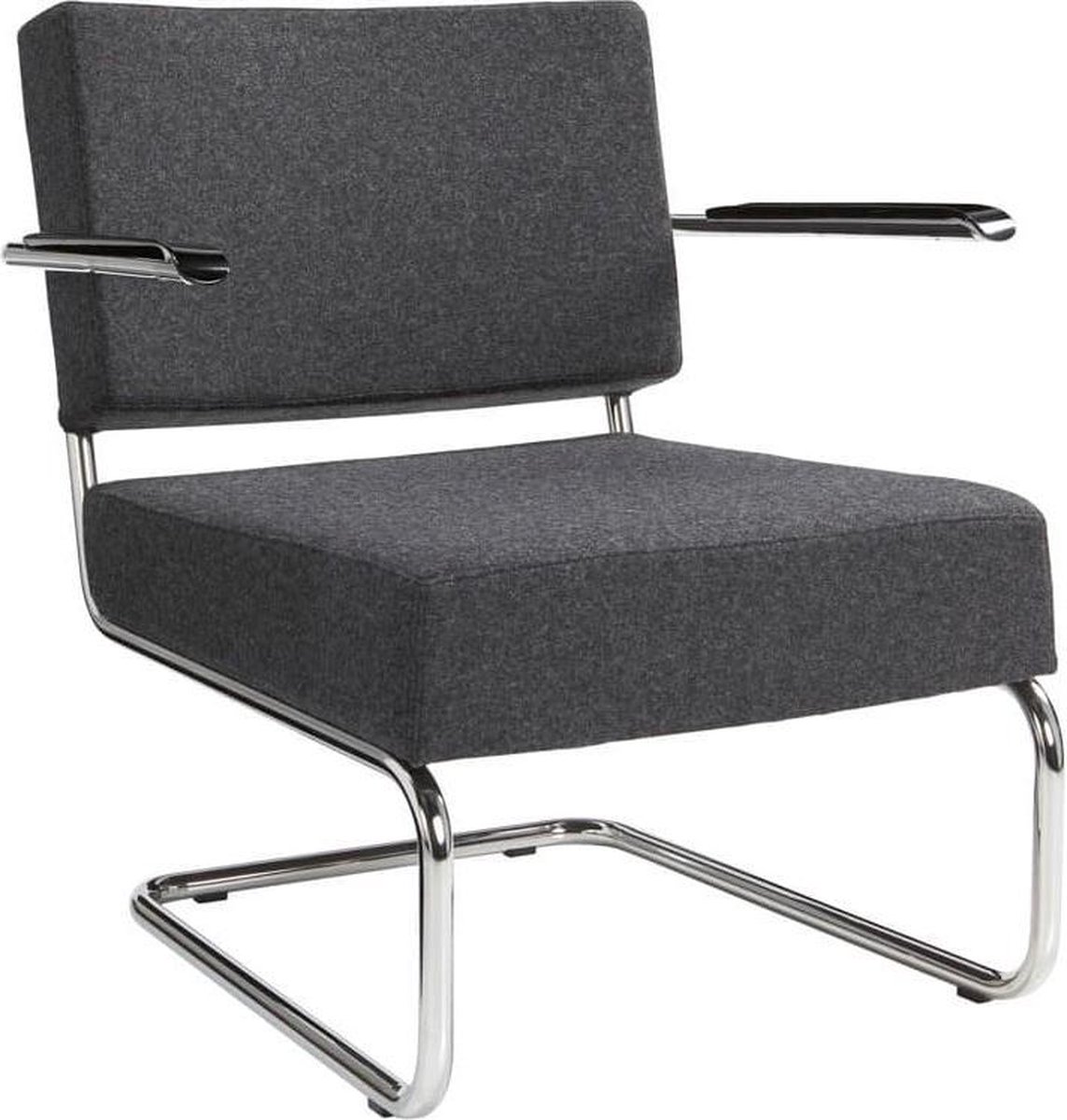 Design stoel of fauteuil gestoffeerd met wollen viltstof kleur antraciet