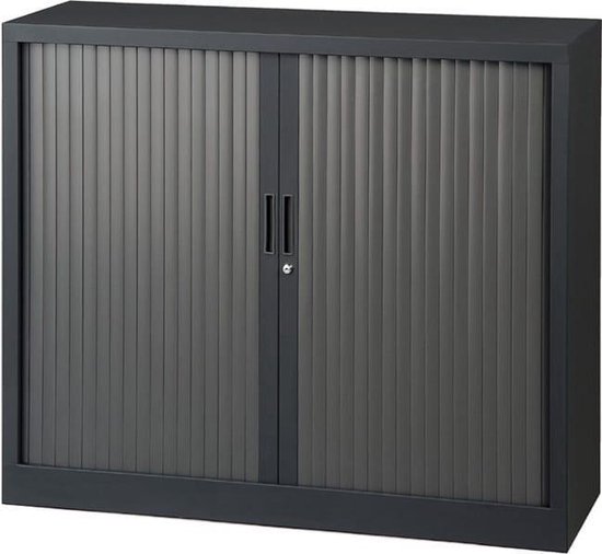 Roldeurkast 105x120x43cm bladkleur Lichtgrijs framekleur Wit (RAL9010)