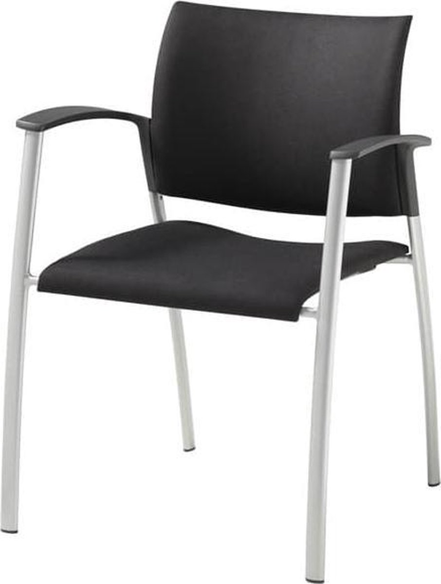 ABC Kantoormeubelen Vergaderstoel 1602 met armleggers Aluminium frame Zwart