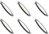 LED Downlight Slim 6 Pack - Inbouw Rond 6W - Natuurlijk Wit 4200K - Mat Zwart Aluminium - Ø120mm - BES LED