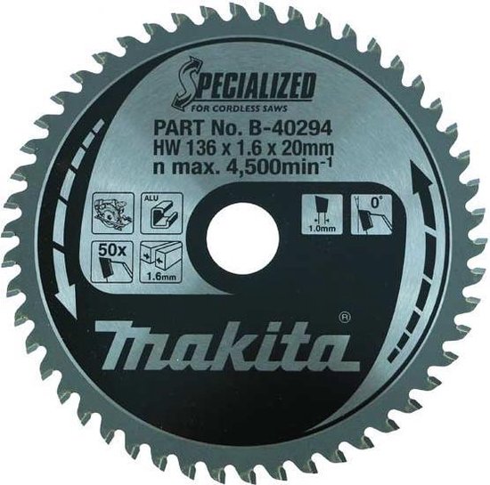 Makita Sägeblatt B-09503 – 190 Mm X 30 Mm, 40 Zähne, Für Holz Mit Nägeln & Knoten, Mittlerer Schnitt